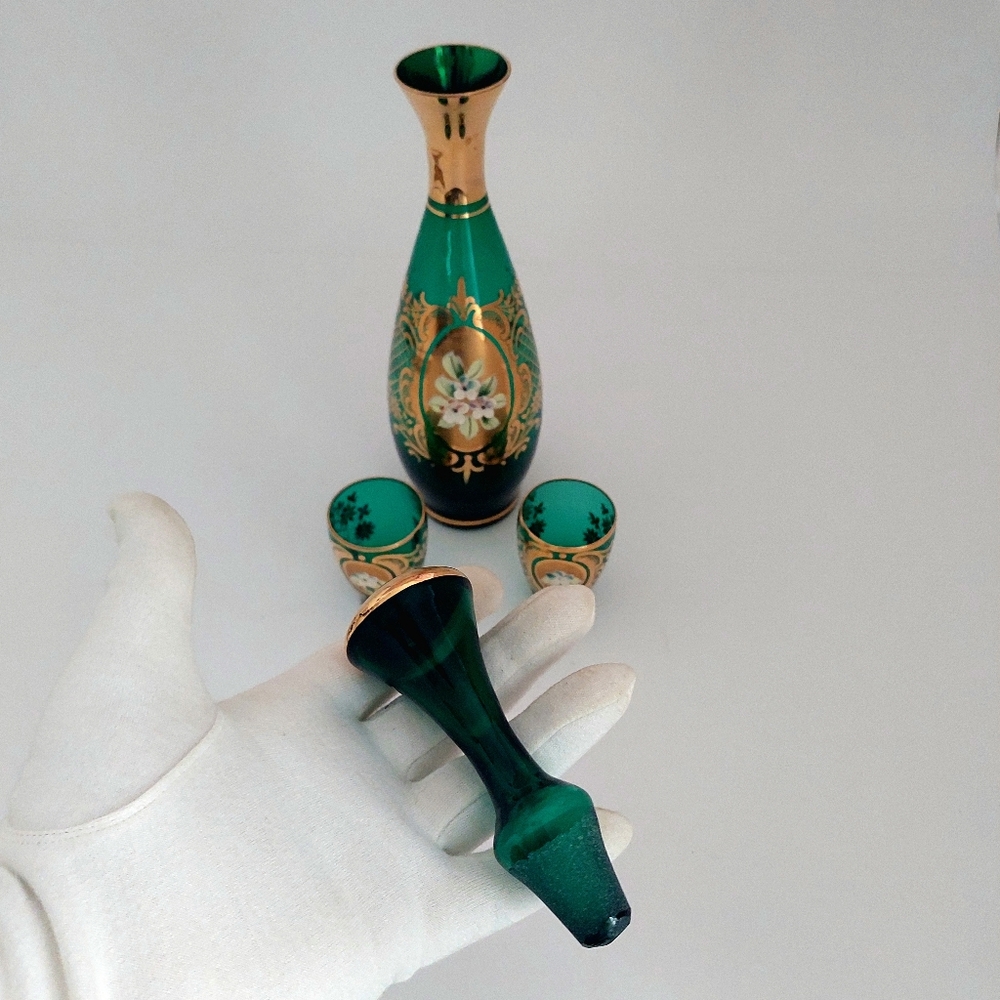 Murano Glass Art Decanter Set Mid Century Liqueur Bar Cart Display - Picture 8 of 11